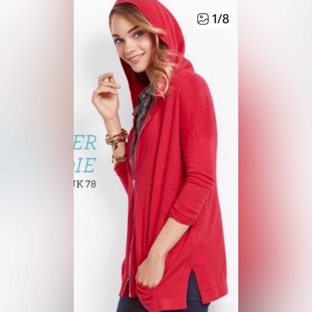 CABi Women’s Sm. Beachcomber Muted Red Zipper Cardigan Sweater Lightweight Soft
